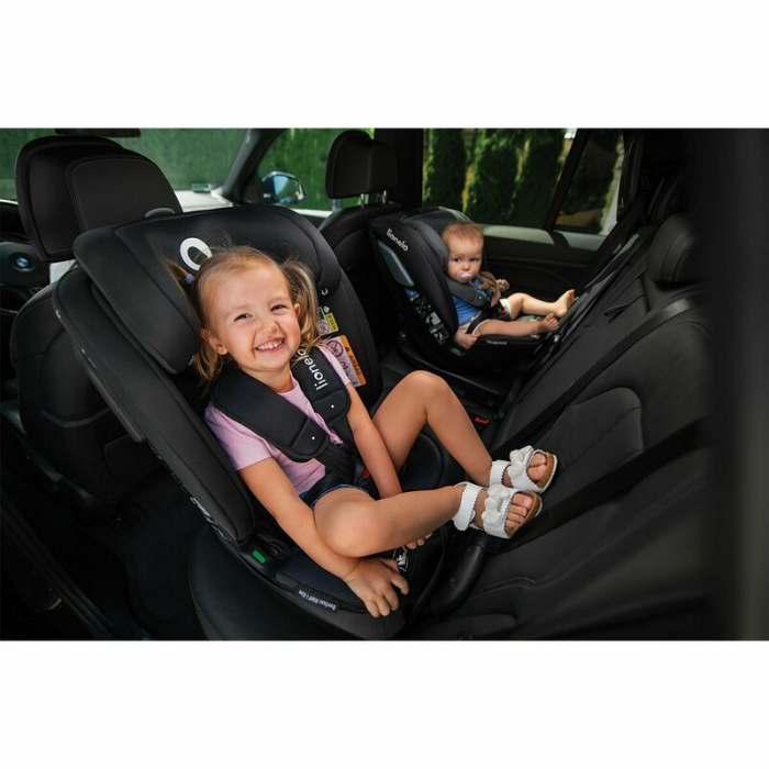 Lionelo - Scaun auto Bastiaan RWF i-Size, Pozitie de somn, Protectie laterala, Rotire 360 grade, 0-36 Kg, Cu Isofix si Centura Top Tether, Conform cu standardul european de securitate ECE R129, Gri [42]