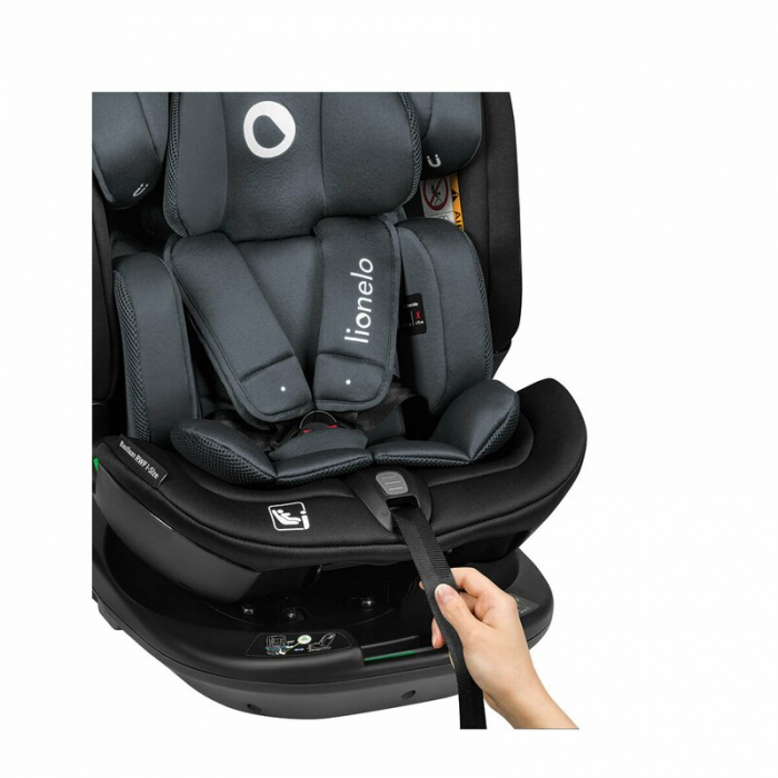 Lionelo - Scaun auto Bastiaan RWF i-Size, Pozitie de somn, Protectie laterala, Rotire 360 grade, 0-36 Kg, Cu Isofix si Centura Top Tether, Conform cu standardul european de securitate ECE R129, Gri [29]