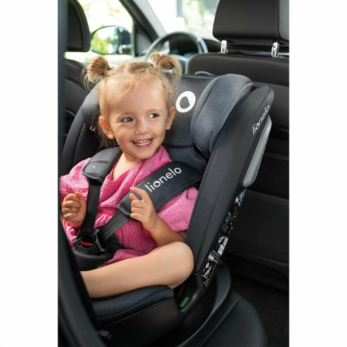 Lionelo - Scaun auto Bastiaan RWF i-Size, Pozitie de somn, Protectie laterala, Rotire 360 grade, 0-36 Kg, Cu Isofix si Centura Top Tether, Conform cu standardul european de securitate ECE R129, Gri [48]