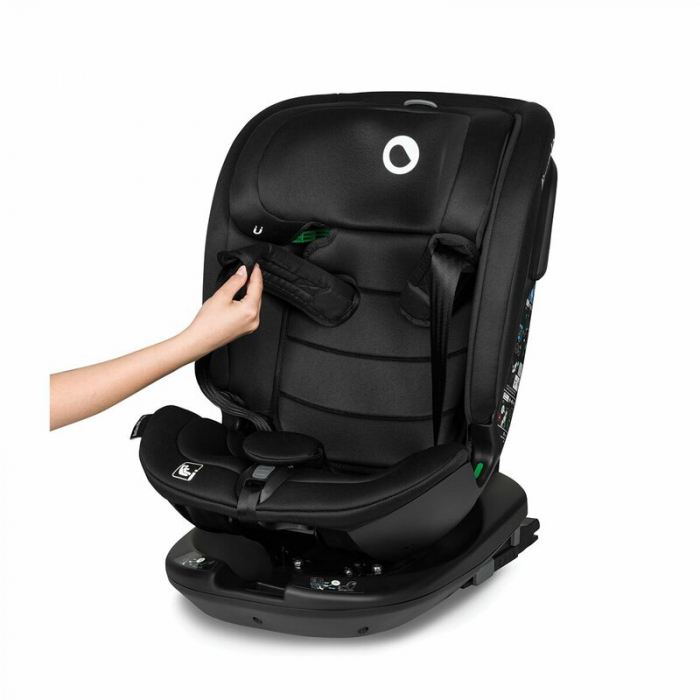 Lionelo - Scaun auto Bastiaan RWF i-Size, Pozitie de somn, Protectie laterala, Rotire 360 grade, 0-36 Kg, Cu Isofix si Centura Top Tether, Conform cu standardul european de securitate ECE R129, Negru [22]
