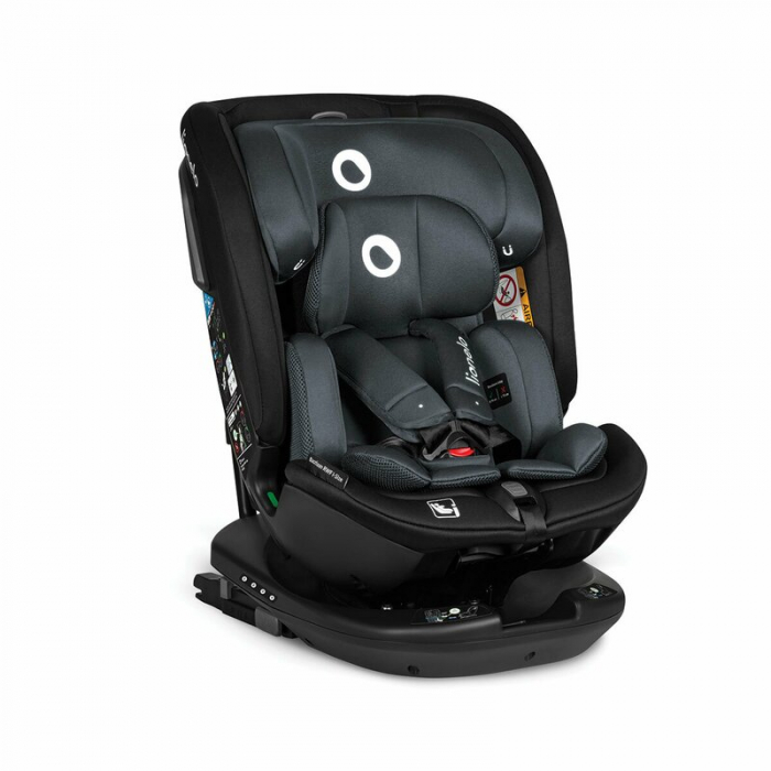 Lionelo - Scaun auto Bastiaan RWF i-Size, Pozitie de somn, Protectie laterala, Rotire 360 grade, 0-36 Kg, Cu Isofix si Centura Top Tether, Conform cu standardul european de securitate ECE R129, Gri [4]