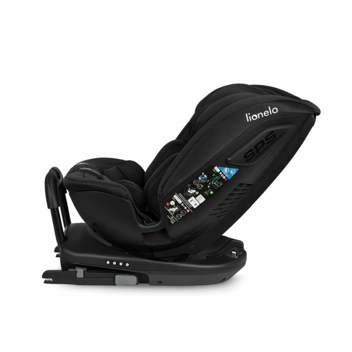 Lionelo - Scaun auto Bastiaan RWF i-Size, Pozitie de somn, Protectie laterala, Rotire 360 grade, 0-36 Kg, Cu Isofix si Centura Top Tether, Conform cu standardul european de securitate ECE R129, Negru [10]