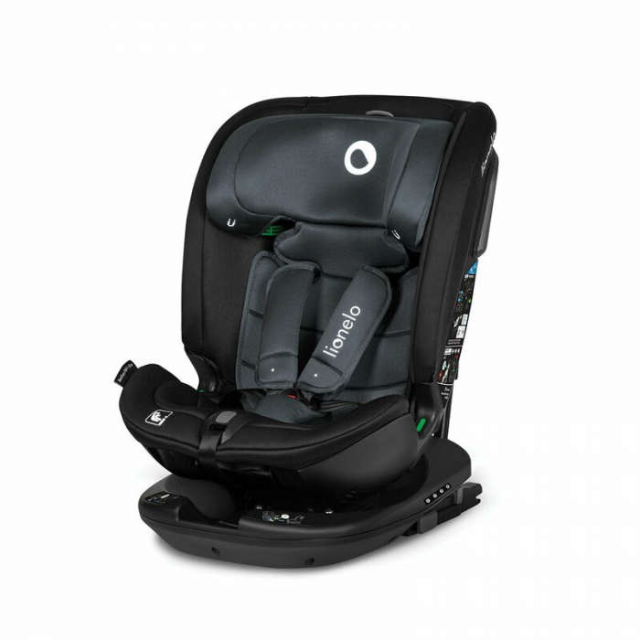 Lionelo - Scaun auto Bastiaan RWF i-Size, Pozitie de somn, Protectie laterala, Rotire 360 grade, 0-36 Kg, Cu Isofix si Centura Top Tether, Conform cu standardul european de securitate ECE R129, Gri [3]