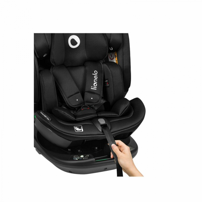Lionelo - Scaun auto Bastiaan RWF i-Size, Pozitie de somn, Protectie laterala, Rotire 360 grade, 0-36 Kg, Cu Isofix si Centura Top Tether, Conform cu standardul european de securitate ECE R129, Negru [20]