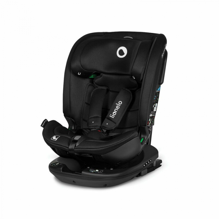 Lionelo - Scaun auto Bastiaan RWF i-Size, Pozitie de somn, Protectie laterala, Rotire 360 grade, 0-36 Kg, Cu Isofix si Centura Top Tether, Conform cu standardul european de securitate ECE R129, Negru [23]