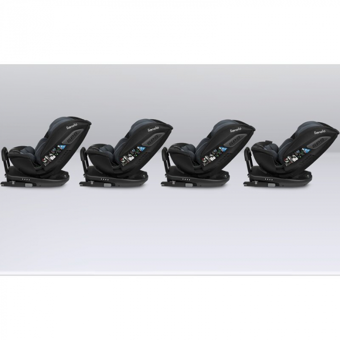 Lionelo - Scaun auto Bastiaan RWF i-Size, Pozitie de somn, Protectie laterala, Rotire 360 grade, 0-36 Kg, Cu Isofix si Centura Top Tether, Conform cu standardul european de securitate ECE R129, Gri [33]