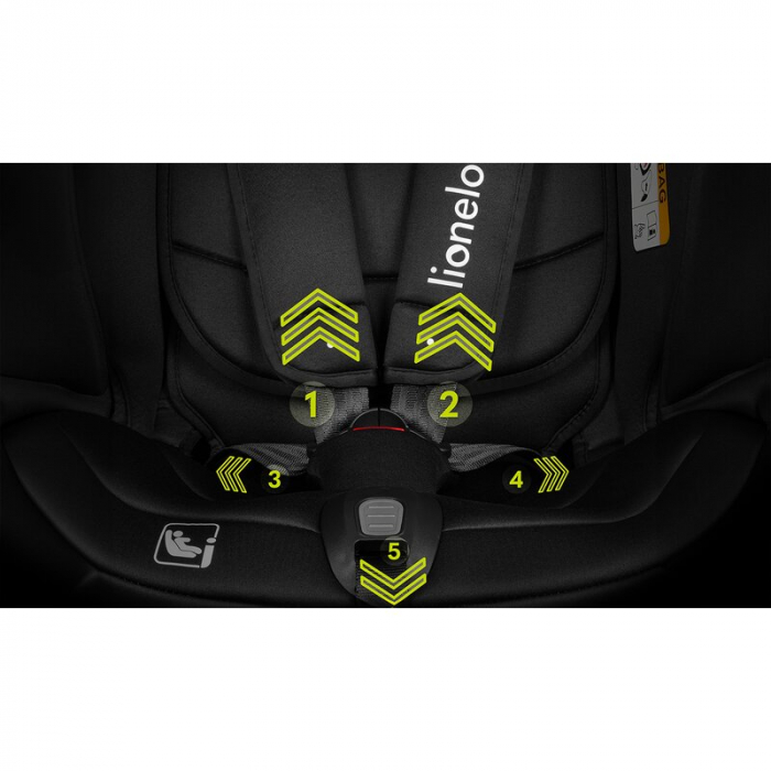 Lionelo - Scaun auto Bastiaan RWF i-Size, Pozitie de somn, Protectie laterala, Rotire 360 grade, 0-36 Kg, Cu Isofix si Centura Top Tether, Conform cu standardul european de securitate ECE R129, Negru [51]
