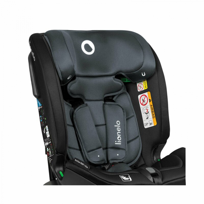 Lionelo - Scaun auto Bastiaan RWF i-Size, Pozitie de somn, Protectie laterala, Rotire 360 grade, 0-36 Kg, Cu Isofix si Centura Top Tether, Conform cu standardul european de securitate ECE R129, Gri [25]