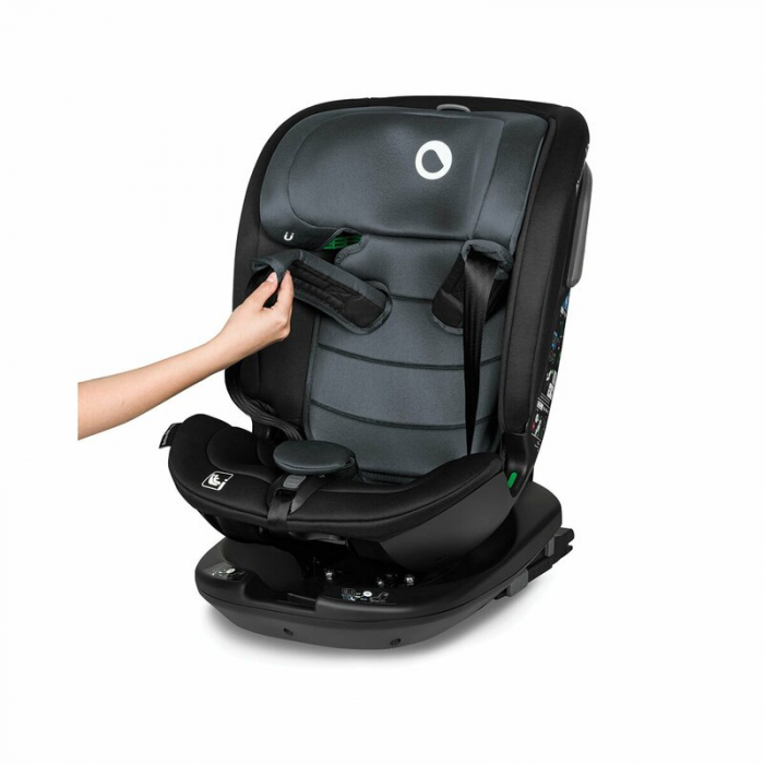 Lionelo - Scaun auto Bastiaan RWF i-Size, Pozitie de somn, Protectie laterala, Rotire 360 grade, 0-36 Kg, Cu Isofix si Centura Top Tether, Conform cu standardul european de securitate ECE R129, Gri [31]
