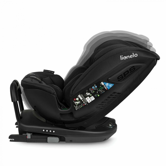 Lionelo - Scaun auto Bastiaan RWF i-Size, Pozitie de somn, Protectie laterala, Rotire 360 grade, 0-36 Kg, Cu Isofix si Centura Top Tether, Conform cu standardul european de securitate ECE R129, Negru [6]