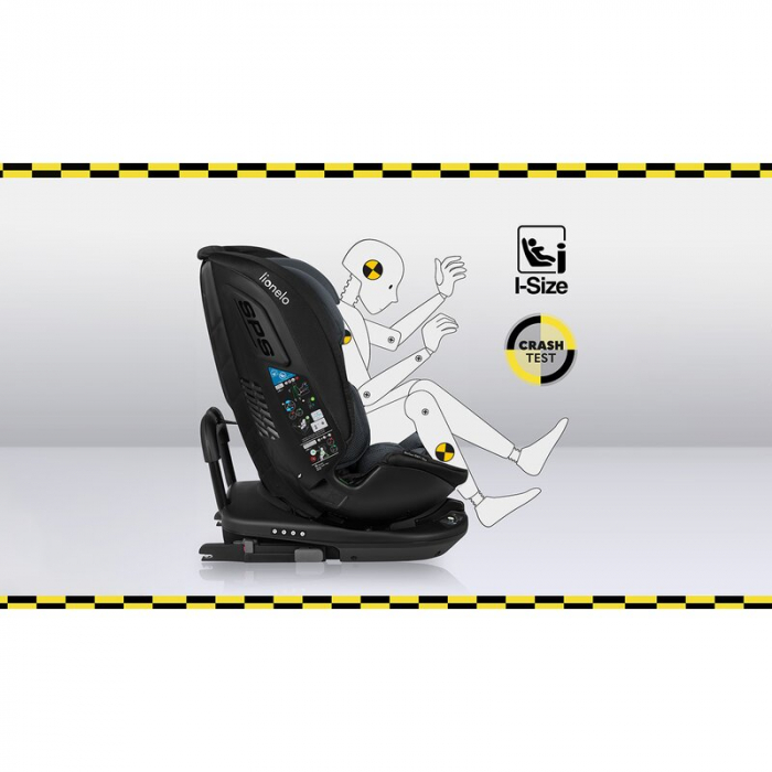 Lionelo - Scaun auto Bastiaan RWF i-Size, Pozitie de somn, Protectie laterala, Rotire 360 grade, 0-36 Kg, Cu Isofix si Centura Top Tether, Conform cu standardul european de securitate ECE R129, Gri [34]
