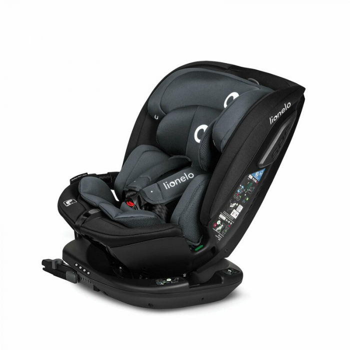 Lionelo - Scaun auto Bastiaan RWF i-Size, Pozitie de somn, Protectie laterala, Rotire 360 grade, 0-36 Kg, Cu Isofix si Centura Top Tether, Conform cu standardul european de securitate ECE R129, Gri [5]