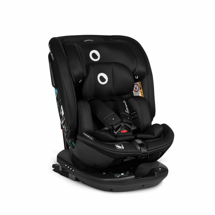 Lionelo - Scaun auto Bastiaan RWF i-Size, Pozitie de somn, Protectie laterala, Rotire 360 grade, 0-36 Kg, Cu Isofix si Centura Top Tether, Conform cu standardul european de securitate ECE R129, Negru [24]