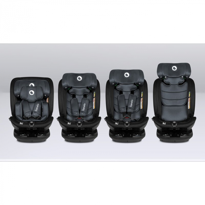 Lionelo - Scaun auto Bastiaan RWF i-Size, Pozitie de somn, Protectie laterala, Rotire 360 grade, 0-36 Kg, Cu Isofix si Centura Top Tether, Conform cu standardul european de securitate ECE R129, Gri [32]