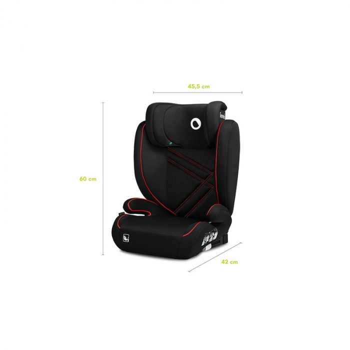 Lionelo - Scaun auto, Hugo i-Size, Universal, Orientare in directia sensului de mers, Reglabil, Conform standardului de securitate R129, 100-150 cm, 4-12 ani, Rosu [17]