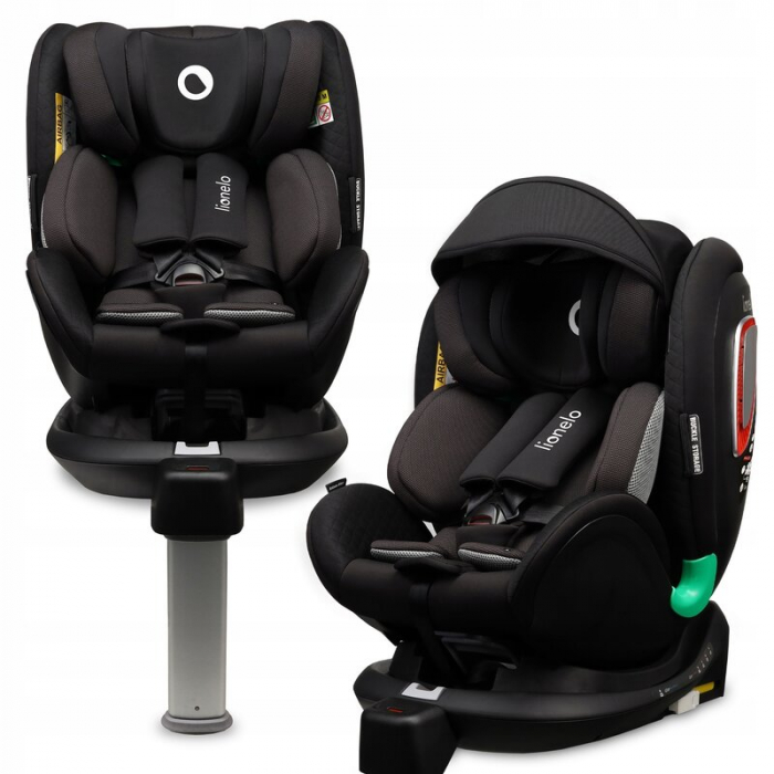 Lionelo - Scaun auto I-size Antoon Plus, Pozitie de somn, Protectie laterala, Rotire 360 grade, 0-18 kg, Cu Isofix si picior de sustinere, Negru, Testat ADAC, Conform cu standardul european de securit [2]