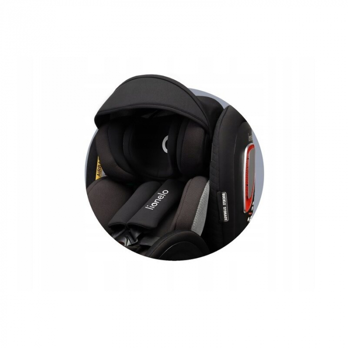 Lionelo - Scaun auto I-size Antoon Plus, Pozitie de somn, Protectie laterala, Rotire 360 grade, 0-18 kg, Cu Isofix si picior de sustinere, Negru, Testat ADAC, Conform cu standardul european de securit [25]