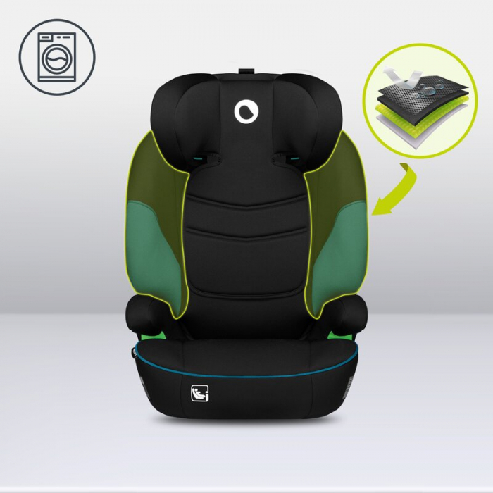 Lionelo - Scaun auto Lars i-Size, Cu tetiera reglabila in 10 pozitii, Cu pozitionare spre sensul de mers, 15-36 Kg, 100-150 cm, Conform cu standardul european de securitate ECE R129/03, Negru/Albastru [13]