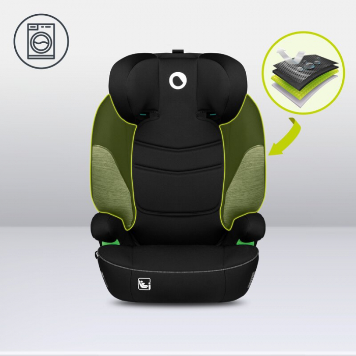 Lionelo - Scaun auto Lars i-Size, Cu tetiera reglabila in 10 pozitii, Cu pozitionare spre sensul de mers, 15-36 Kg, 100-150 cm, Conform cu standardul european de securitate ECE R129/03, Negru/Gri [13]
