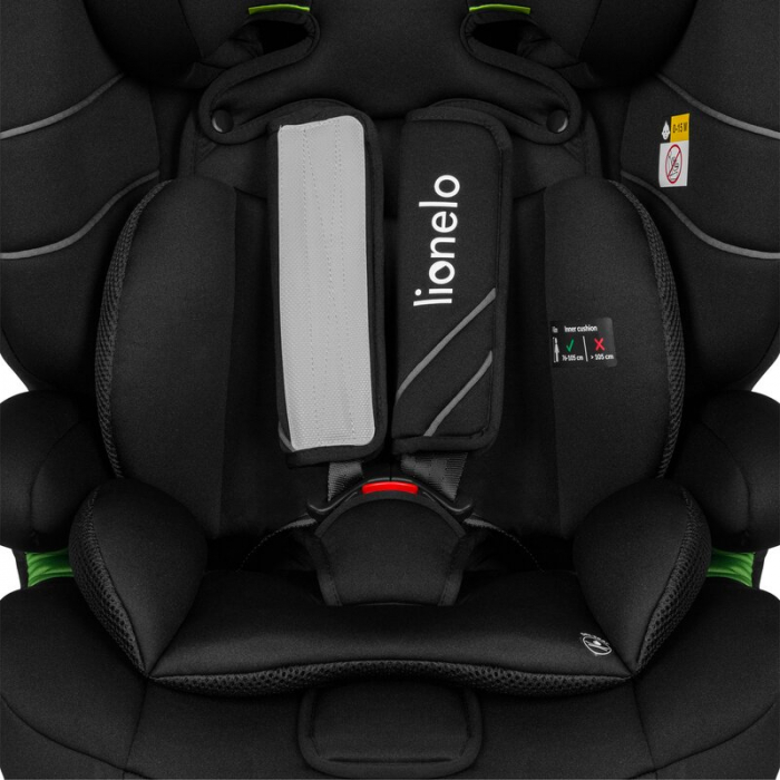 Lionelo - Scaun auto, Levi One i-Size, Universal, Instalare FWF, Cu tetiera reglabila in 10 pozitii, Cu spatar detasabil, 76-150 cm, Conform cu R129, Negru [9]