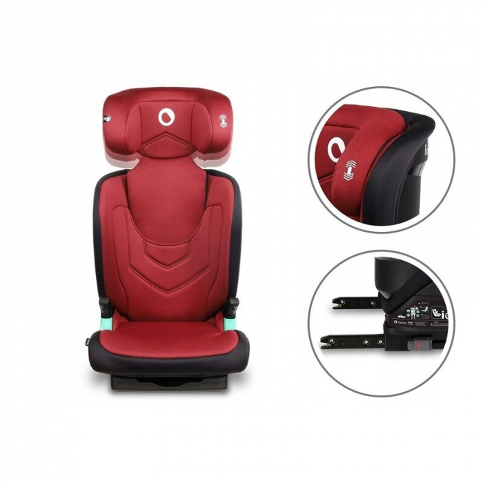 Lionelo - Scaun auto Neal Burgundy Spatar reglabil, Baza i-size, 15-36 Kg, cu Isofix, Conform cu standardul european de securitate ECE R129, Rosu [6]