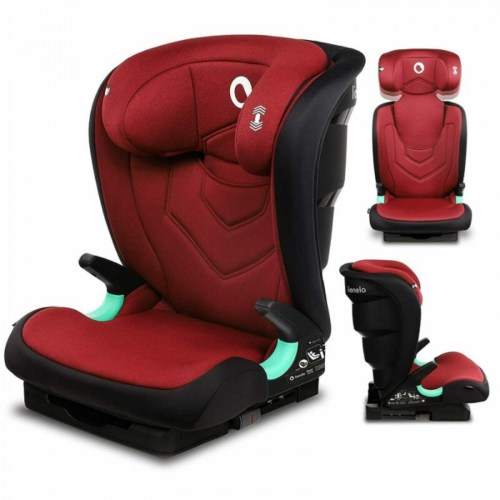 Lionelo - Scaun auto Neal Burgundy Spatar reglabil, Baza i-size, 15-36 Kg, cu Isofix, Conform cu standardul european de securitate ECE R129, Rosu [2]