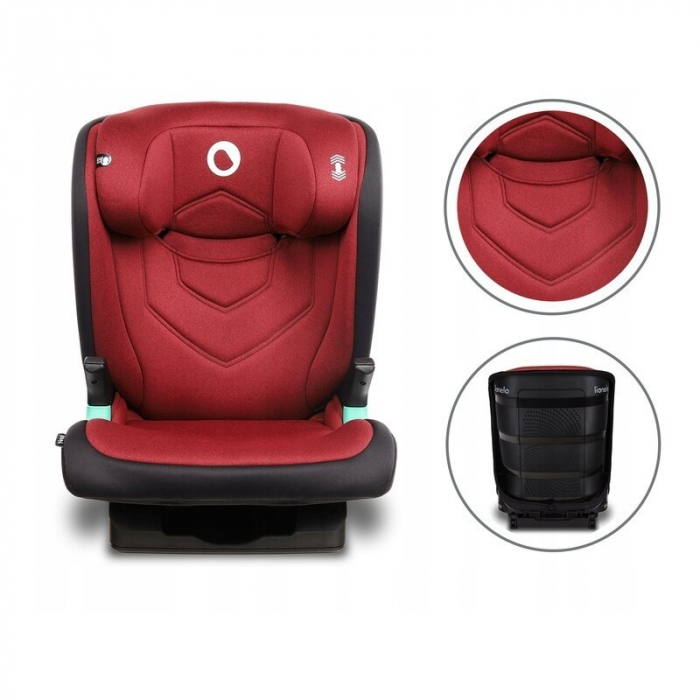 Lionelo - Scaun auto Neal Burgundy Spatar reglabil, Baza i-size, 15-36 Kg, cu Isofix, Conform cu standardul european de securitate ECE R129, Rosu [8]