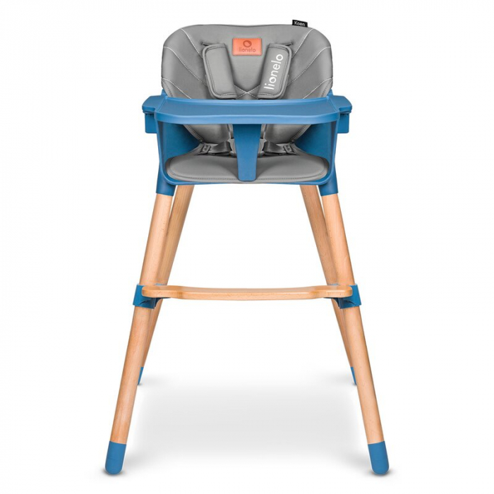 Lionelo - Scaun de masa din fag Koen, 2 in 1, Transformabil, Sustine 30 kg, 6 luni+, Conform cu standardul european de securitate EN14988, Albastru [4]