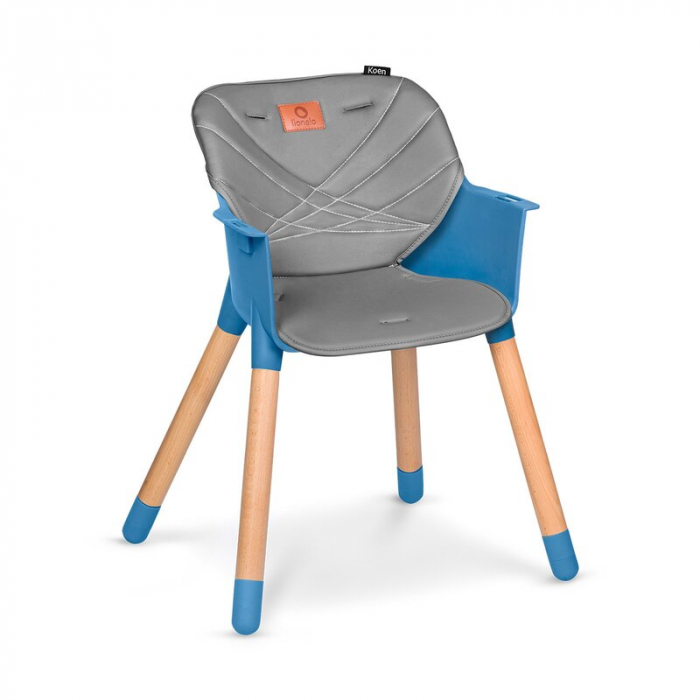 Lionelo - Scaun de masa din fag Koen, 2 in 1, Transformabil, Sustine 30 kg, 6 luni+, Conform cu standardul european de securitate EN14988, Albastru [9]