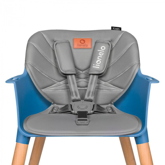 Lionelo - Scaun de masa din fag Koen, 2 in 1, Transformabil, Sustine 30 kg, 6 luni+, Conform cu standardul european de securitate EN14988, Albastru [7]