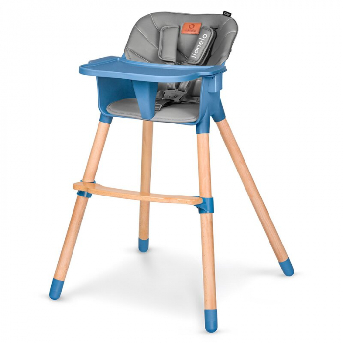 Lionelo - Scaun de masa din fag Koen, 2 in 1, Transformabil, Sustine 30 kg, 6 luni+, Conform cu standardul european de securitate EN14988, Albastru [3]