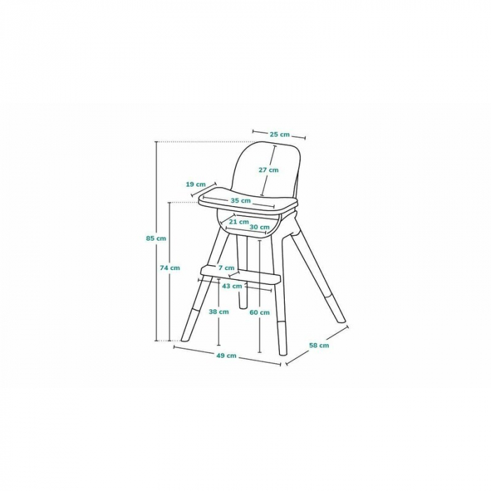 Lionelo - Scaun de masa din fag Koen, 2 in 1, Transformabil, Sustine 30 kg, 6 luni+, Conform cu standardul european de securitate EN14988, Gri [33]