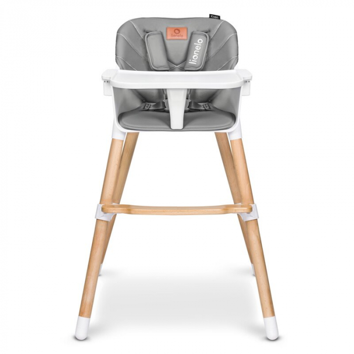 Lionelo - Scaun de masa din fag Koen, 2 in 1, Transformabil, Sustine 30 kg, 6 luni+, Conform cu standardul european de securitate EN14988, Gri [3]