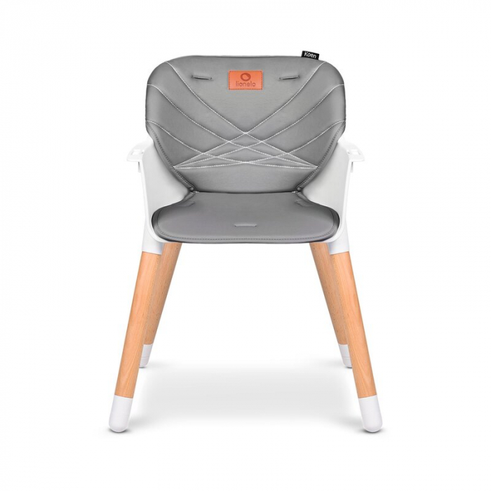 Lionelo - Scaun de masa din fag Koen, 2 in 1, Transformabil, Sustine 30 kg, 6 luni+, Conform cu standardul european de securitate EN14988, Gri [8]