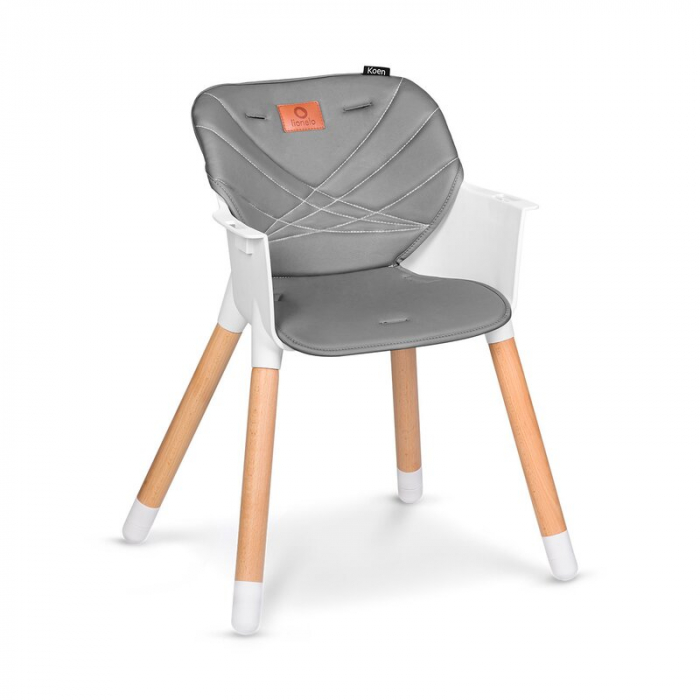 Lionelo - Scaun de masa din fag Koen, 2 in 1, Transformabil, Sustine 30 kg, 6 luni+, Conform cu standardul european de securitate EN14988, Gri [9]