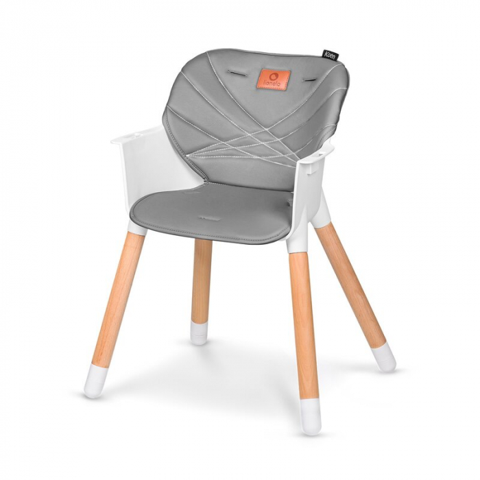 Lionelo - Scaun de masa din fag Koen, 2 in 1, Transformabil, Sustine 30 kg, 6 luni+, Conform cu standardul european de securitate EN14988, Gri [10]