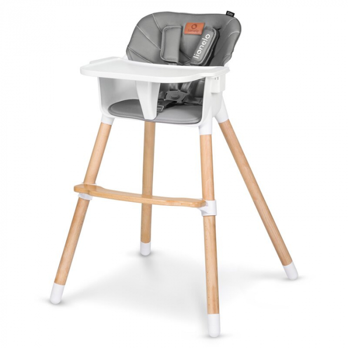Lionelo - Scaun de masa din fag Koen, 2 in 1, Transformabil, Sustine 30 kg, 6 luni+, Conform cu standardul european de securitate EN14988, Gri [5]