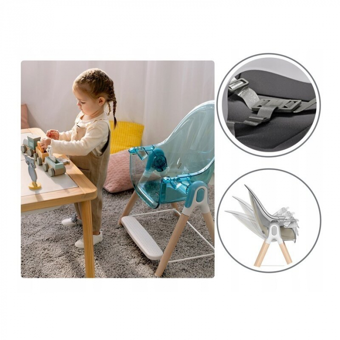 Lionelo - Scaun de masa Maya, 2 in 1, Transformabil, 3 pozitii de inclinare, Conform cu standardele europeane de securitate EN14988, EN12790, White [18]