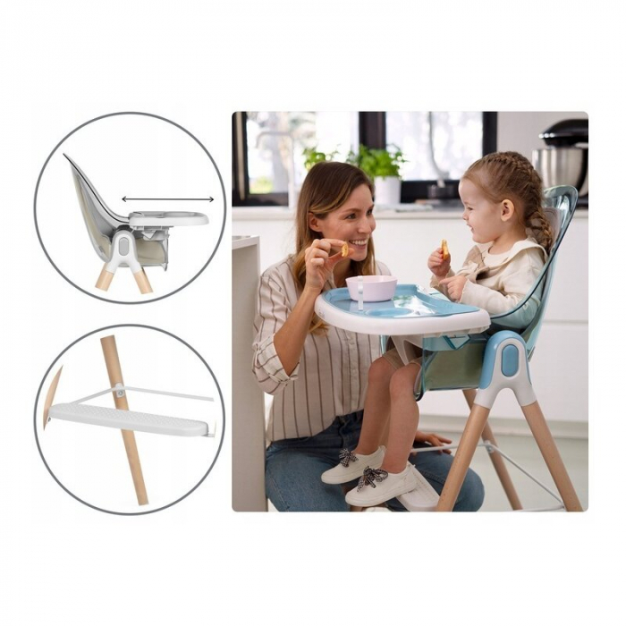 Lionelo - Scaun de masa Maya, 2 in 1, Transformabil, 3 pozitii de inclinare, Conform cu standardele europeane de securitate EN14988, EN12790, White [15]