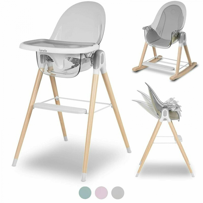 Lionelo - Scaun de masa Maya, 2 in 1, Transformabil, 3 pozitii de inclinare, Conform cu standardele europeane de securitate EN14988, EN12790, White [2]
