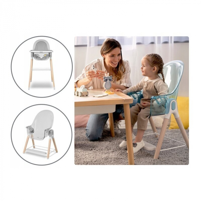 Lionelo - Scaun de masa Maya, 2 in 1, Transformabil, 3 pozitii de inclinare, Conform cu standardele europeane de securitate EN14988, EN12790, White [17]