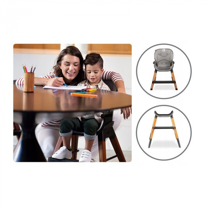 Lionelo - Scaun de masa Mona, 4 in 1, Transformabil, Reglabil in inaltime in 3 pozitii, Conform cu standardele europene de securitate EN14988, EN16120, Black Onyx [24]