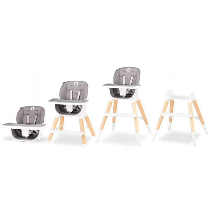 Lionelo - Scaun de masa Mona, 4 in 1, Transformabil, Reglabil in inaltime in 3 pozitii, Conform cu standardele europene de securitate EN14988, EN16120, Stone [5]