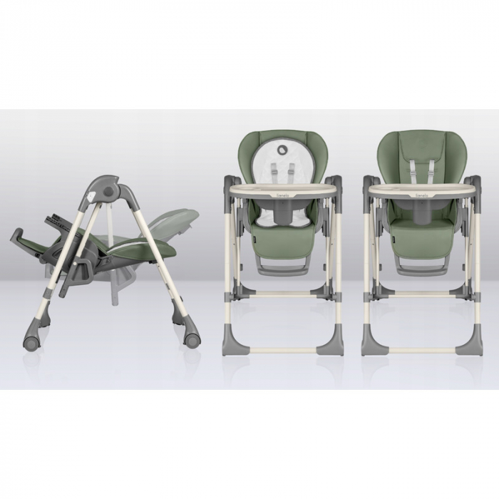 Lionelo - Scaun de masa si balansoar, 2 in 1, Laurice, Transformabil, Multifunctional, Inaltime si spatar reglabile, Cu melodii de leagan, 0 luni+, Conform cu standardele europene de securitate EN 149 [12]