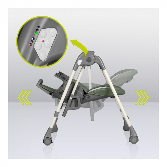 Lionelo - Scaun de masa si balansoar, 2 in 1, Laurice, Transformabil, Multifunctional, Inaltime si spatar reglabile, Cu melodii de leagan, 0 luni+, Conform cu standardele europene de securitate EN 149 [13]