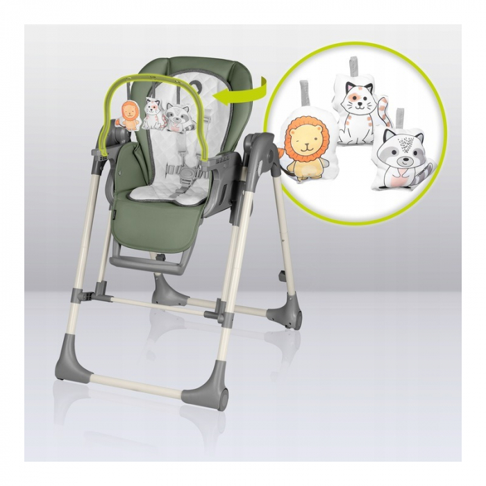 Lionelo - Scaun de masa si balansoar, 2 in 1, Laurice, Transformabil, Multifunctional, Inaltime si spatar reglabile, Cu melodii de leagan, 0 luni+, Conform cu standardele europene de securitate EN 149 [11]