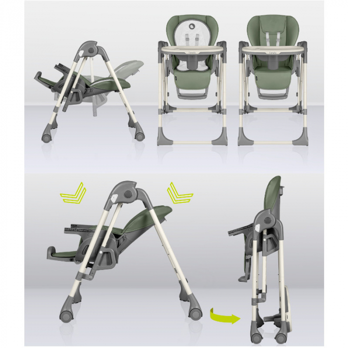 Lionelo - Scaun de masa si balansoar, 2 in 1, Laurice, Transformabil, Multifunctional, Inaltime si spatar reglabile, Cu melodii de leagan, 0 luni+, Conform cu standardele europene de securitate EN 149 [3]
