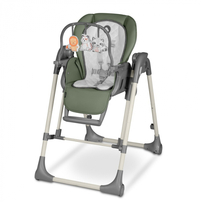 Lionelo - Scaun de masa si balansoar, 2 in 1, Laurice, Transformabil, Multifunctional, Inaltime si spatar reglabile, Cu melodii de leagan, 0 luni+, Conform cu standardele europene de securitate EN 149 [21]