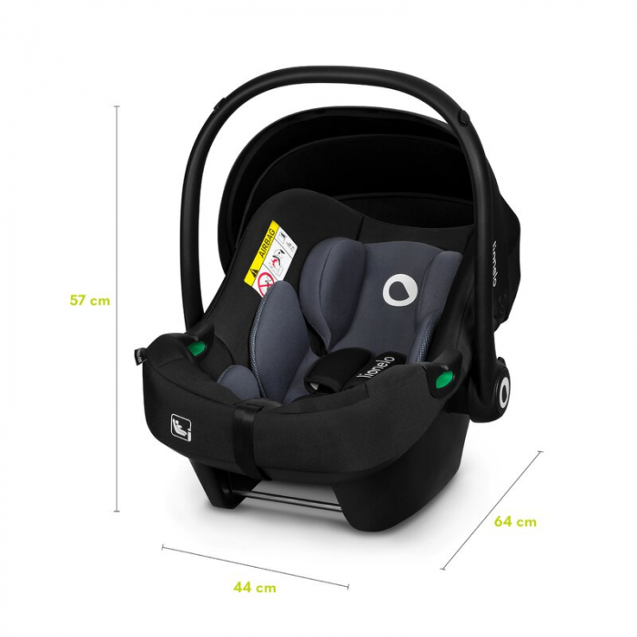 Lionelo - Scoica auto i-Size Astrid, Include baza Isofix, 0-13 Kg, 40-87 cm, Cu maner si capotina reglabile, Cu protectie laterala avansata, Salteluta confortabila , Conform cu R129, Negru/Gri [10]