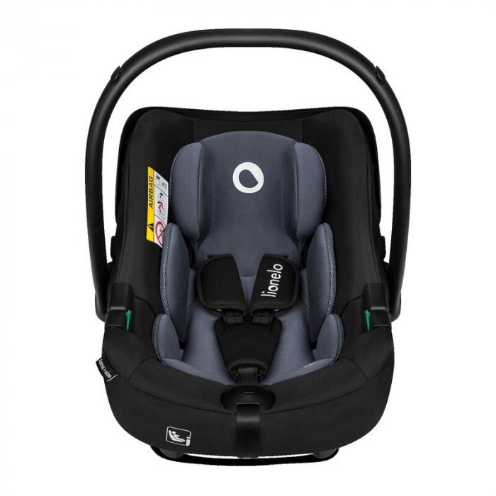 Lionelo - Scoica auto i-Size Astrid, Include baza Isofix, 0-13 Kg, 40-87 cm, Cu maner si capotina reglabile, Cu protectie laterala avansata, Salteluta confortabila , Conform cu R129, Negru/Gri [11]